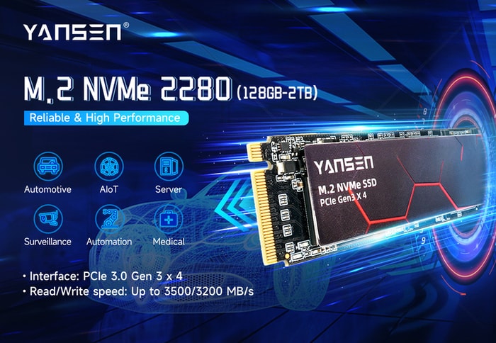 YANSEN M.2 NVMe 2280 (128GB-2TB) YANSEN M.2 NVMe 2280 (128GB-2TB)